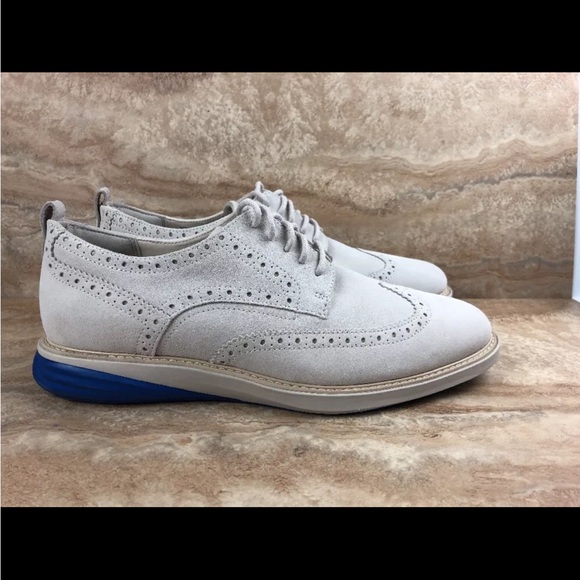 Cole Haan Grand Evolution Wingtip Dress Shoes Pumice Stone Suede